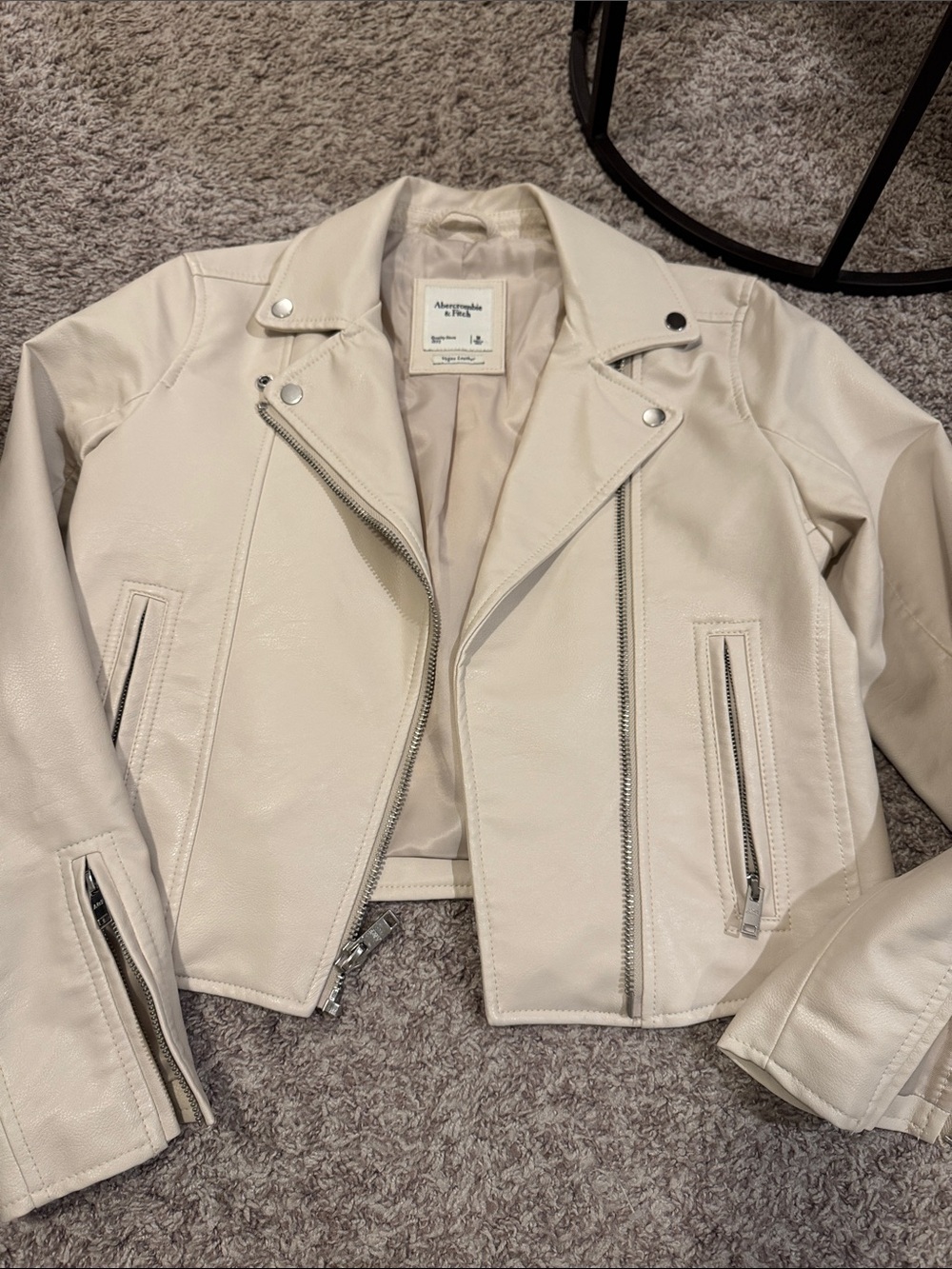 Abercrombie & Fitch Ivory Biker Jacket